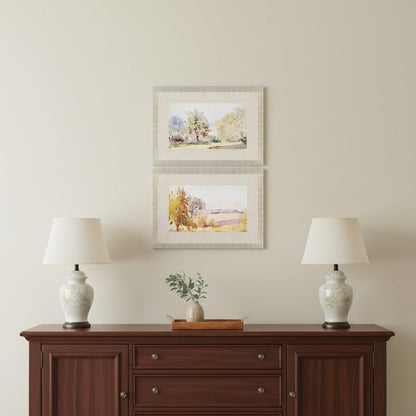 Set Of Two Sunrise Serene Gold Framed Print Wall Art HomeRoots