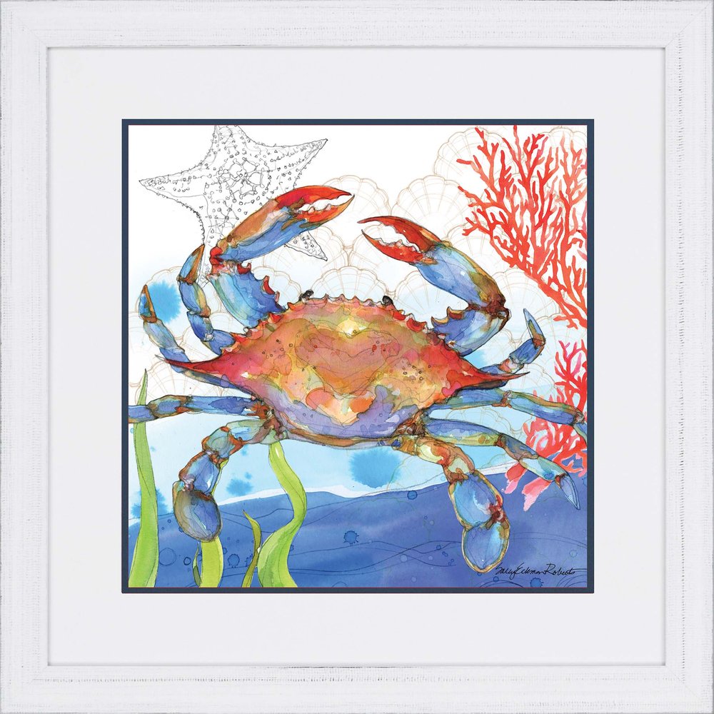 Oceana Crab White Framed Print Wall Art HomeRoots