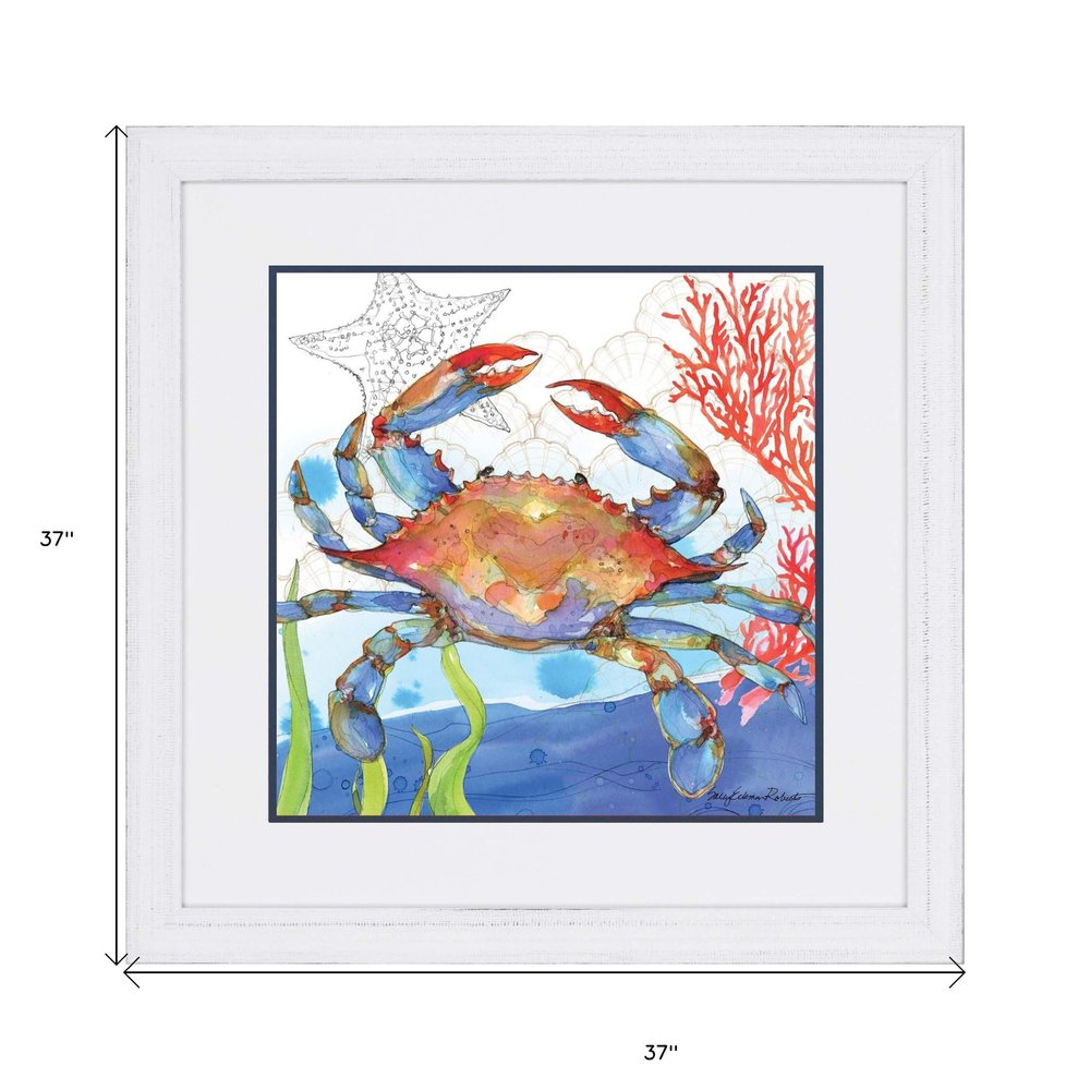 Oceana Crab White Framed Print Wall Art HomeRoots