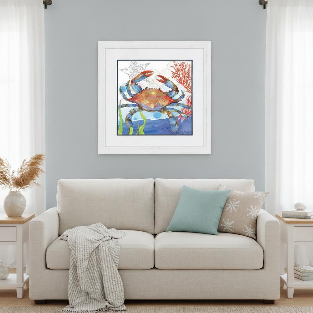 Oceana Crab White Framed Print Wall Art HomeRoots
