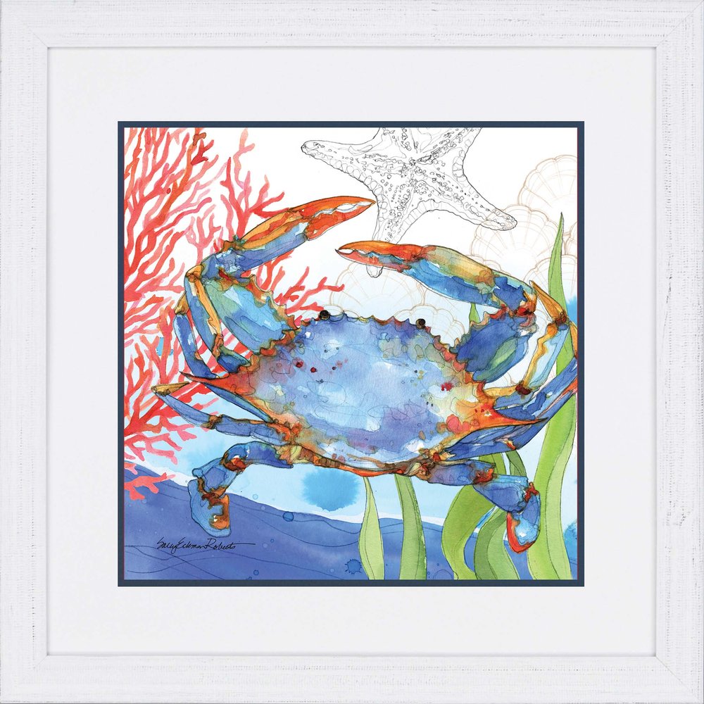Oceana Crab White Framed Print Wall Art HomeRoots