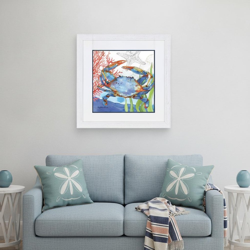 Oceana Crab White Framed Print Wall Art HomeRoots