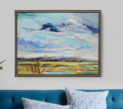 Marsh Skies Silver Floater Frame Print Wall Art HomeRoots