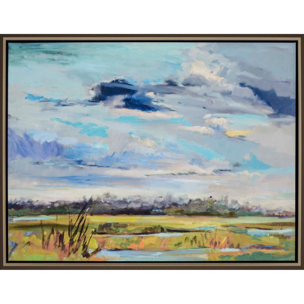 Marsh Skies Silver Floater Frame Print Wall Art HomeRoots