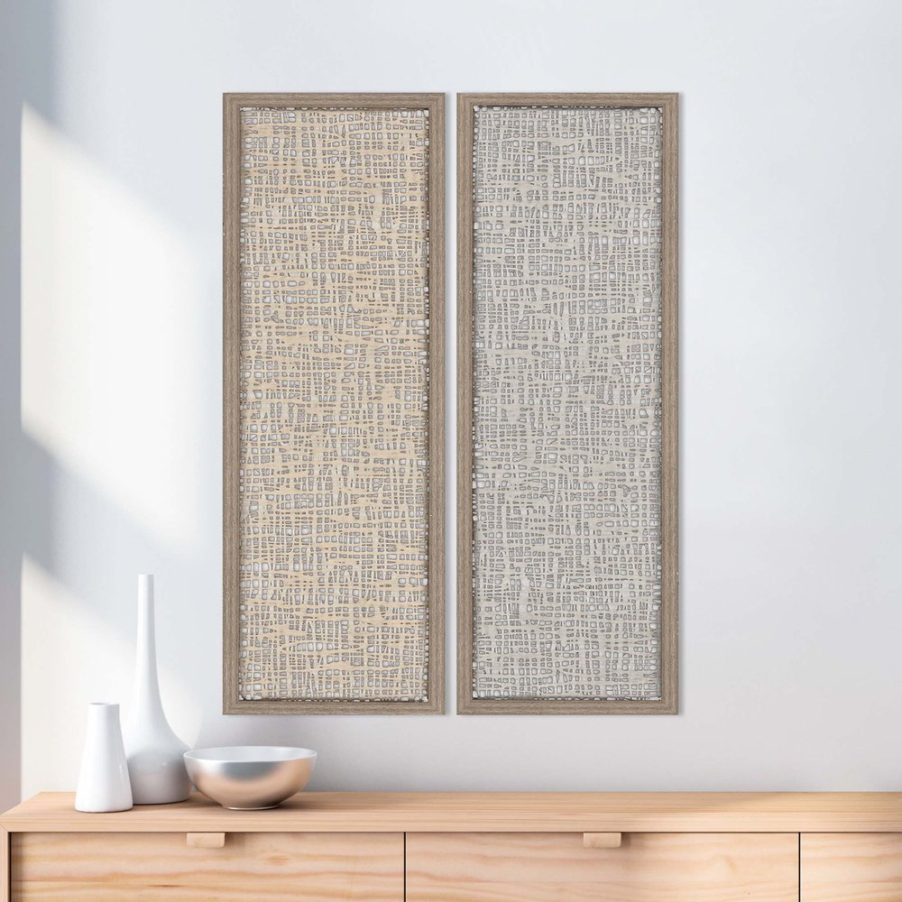 Set Of Two Natural Texture S/2 Brown Framed Print Wall Art HomeRoots