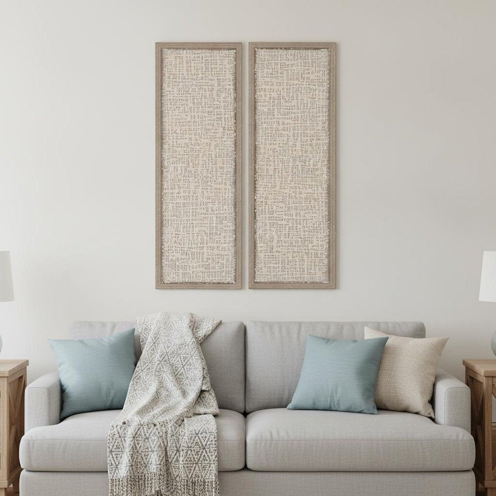 Set Of Two Natural Textured Brown Framed Wall Art — view 2