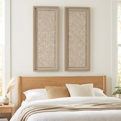Set Of Two Natural Textured Brown Framed Wall Art HomeRoots