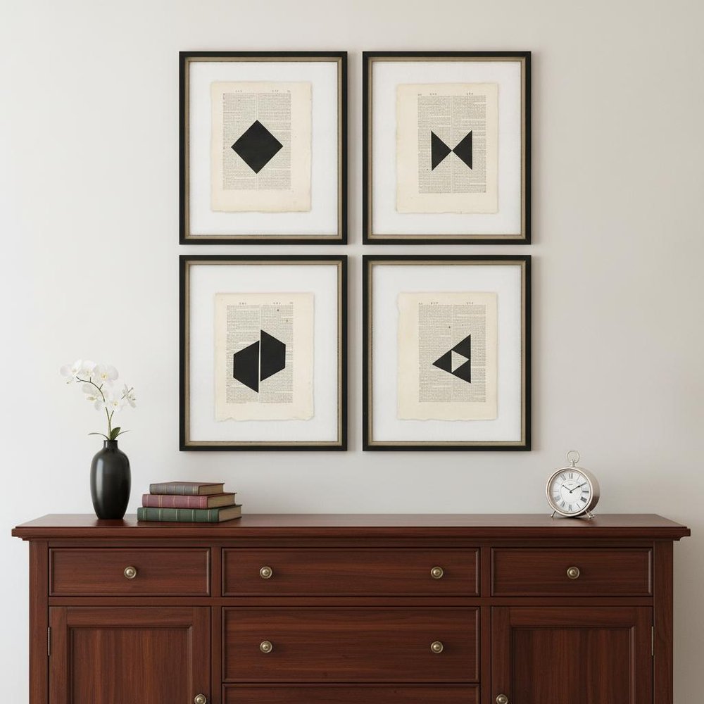 Set Of Four Geometrics I Black Framed Print Wall Art HomeRoots