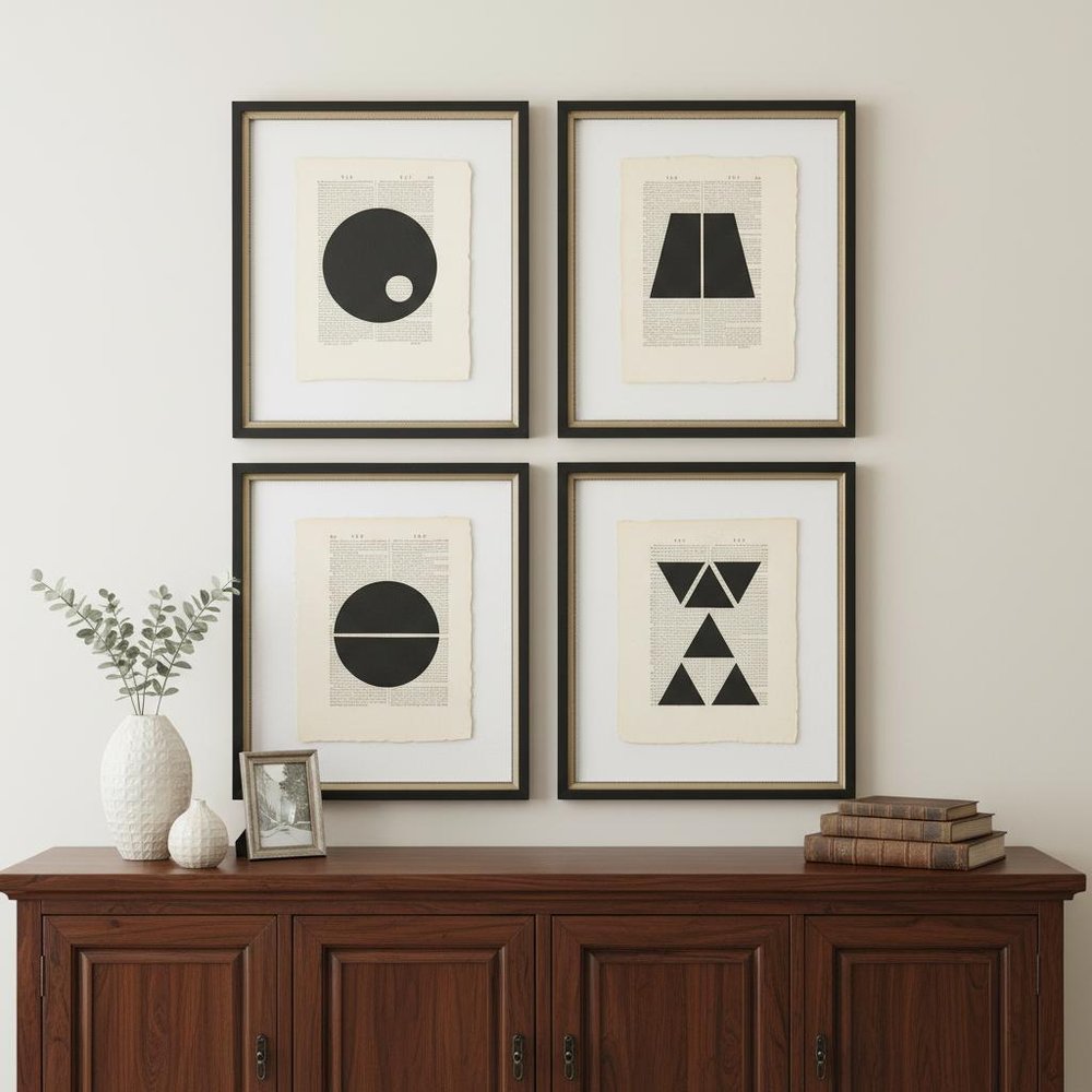 Set Of Four Geometrics II Black Framed Print Wall Art HomeRoots