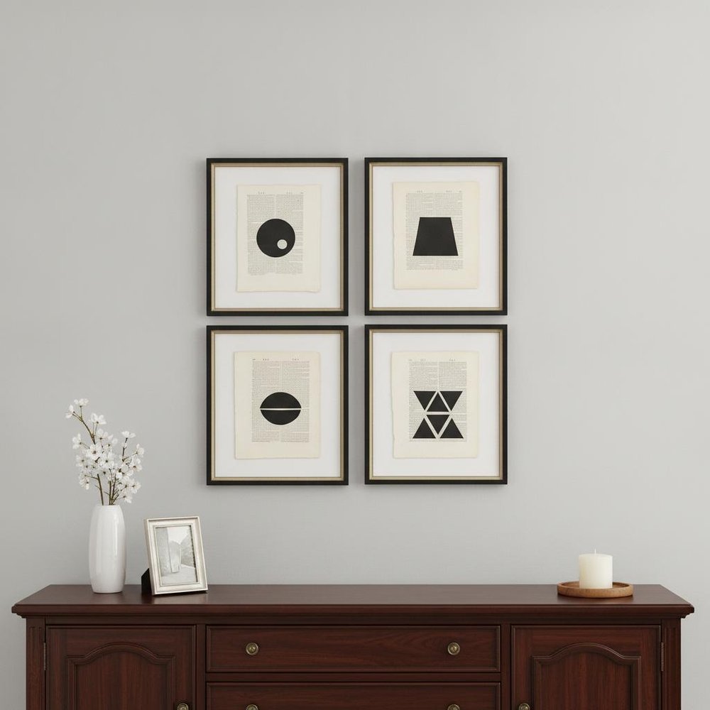 Set Of Four Geometrics II Black Framed Print Wall Art HomeRoots