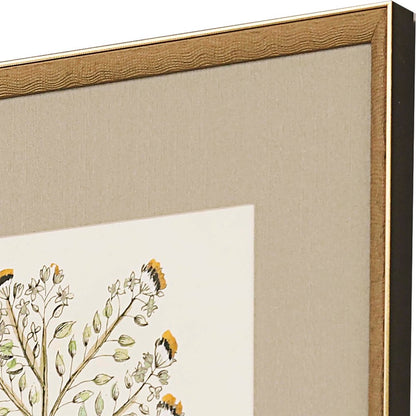 Set Of Four Botanical Plants Gold Framed Print Wall Art