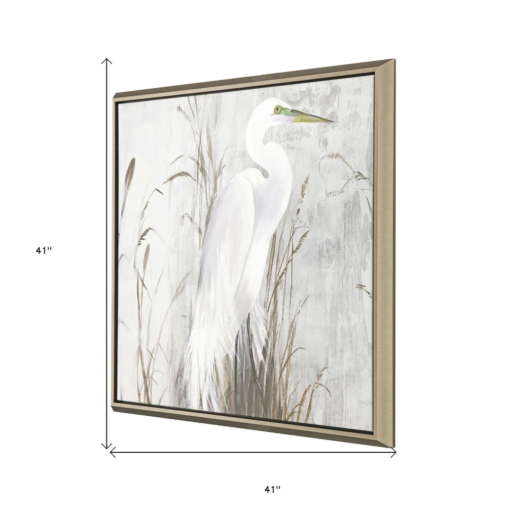 Heron in the Reeds Silver Floater Frame Print Wall Art — view 4