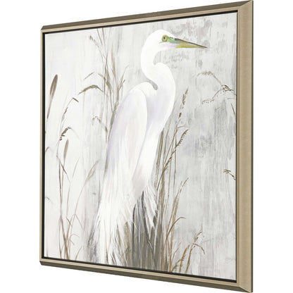 Heron in the Reeds Silver Floater Frame Print Wall Art