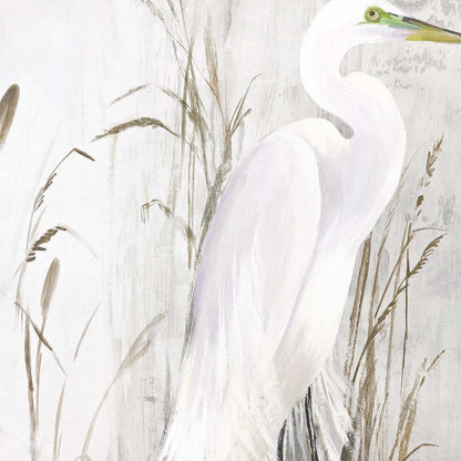 Heron in the Reeds Silver Floater Frame Print Wall Art