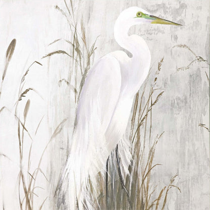 Heron in the Reeds Silver Floater Frame Print Wall Art