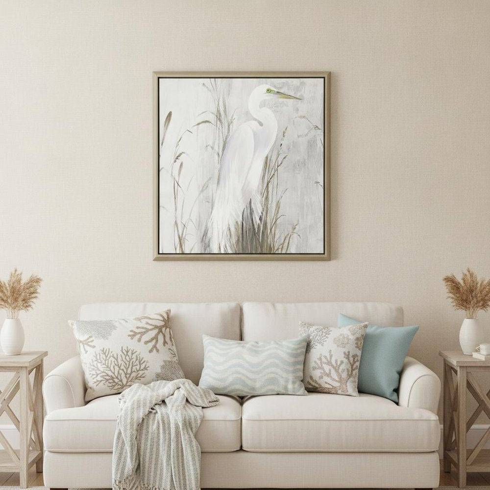 Heron in the Reeds Silver Floater Frame Print Wall Art — view 7