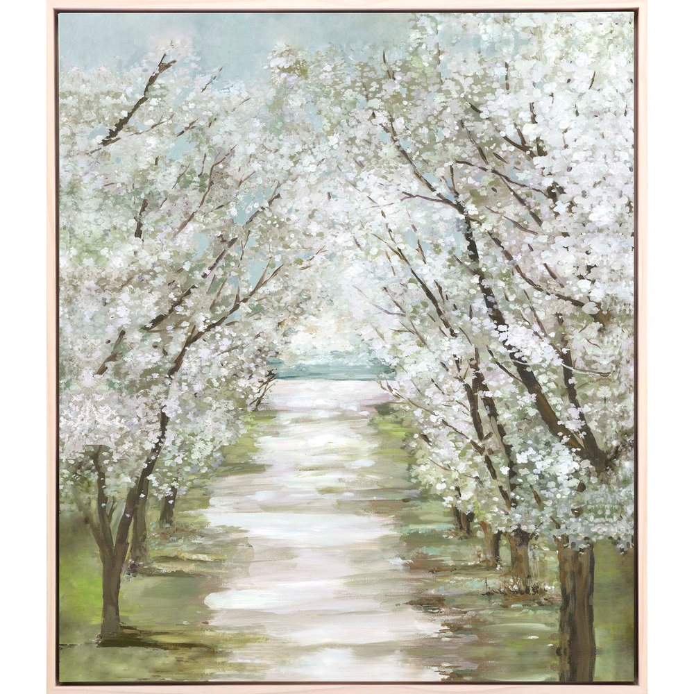 Blossom Pathway White Floater Frame Print Wall Art