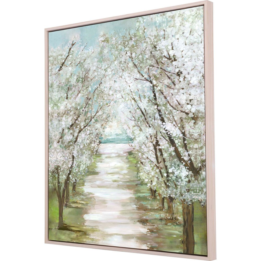 Blossom Pathway White Floater Frame Print Wall Art