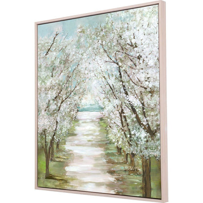 Blossom Pathway White Floater Frame Print Wall Art