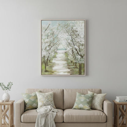 Blossom Pathway White Floater Frame Print Wall Art