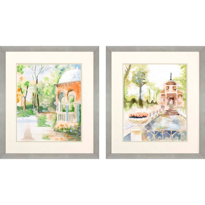 Set Of Two Peaceful Gardens Silver Framed Print Wall Art