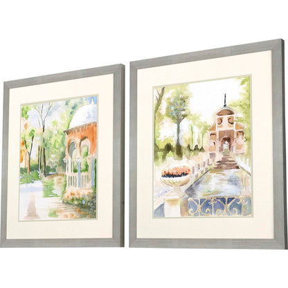 Set Of Two Peaceful Gardens Silver Framed Print Wall Art