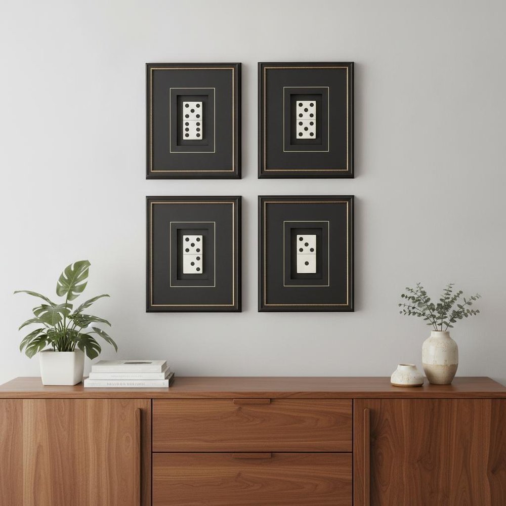 Set Of Four Dominoes Black Framed Print Wall Art — view 5