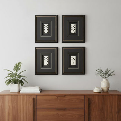 Set Of Four Dominoes Black Framed Print Wall Art