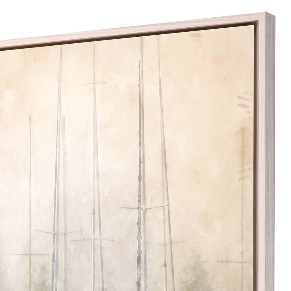 Sailboats in Fog White Floater Frame Print Wall Art