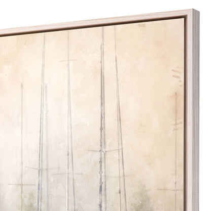 Sailboats in Fog White Floater Frame Print Wall Art