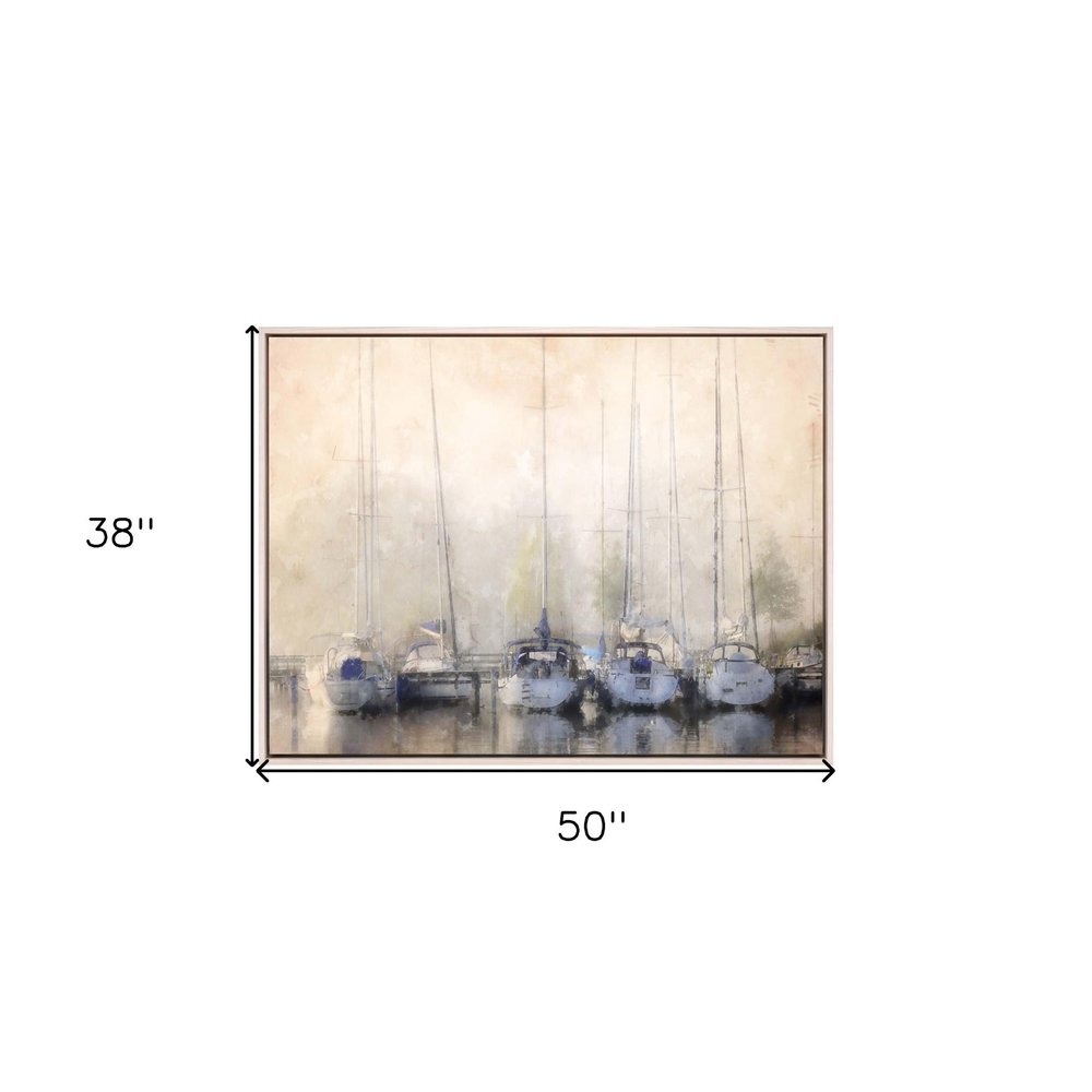 Sailboats in Fog White Floater Frame Print Wall Art — view 5