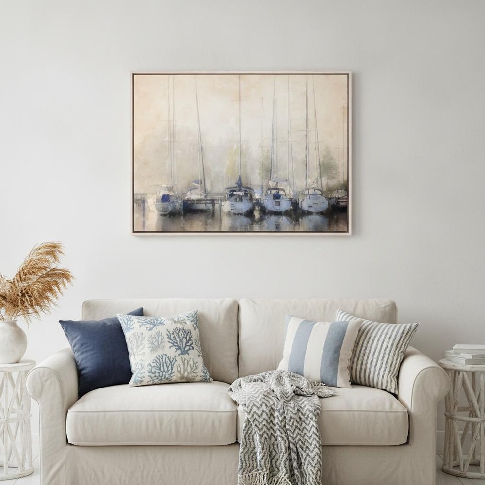 Sailboats in Fog White Floater Frame Print Wall Art — view 6