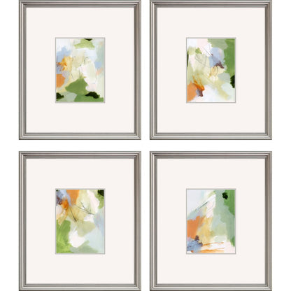 Set Of Four Verdure Silver Framed Print Wall Art