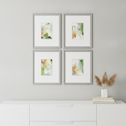 Set Of Four Verdure Silver Framed Print Wall Art