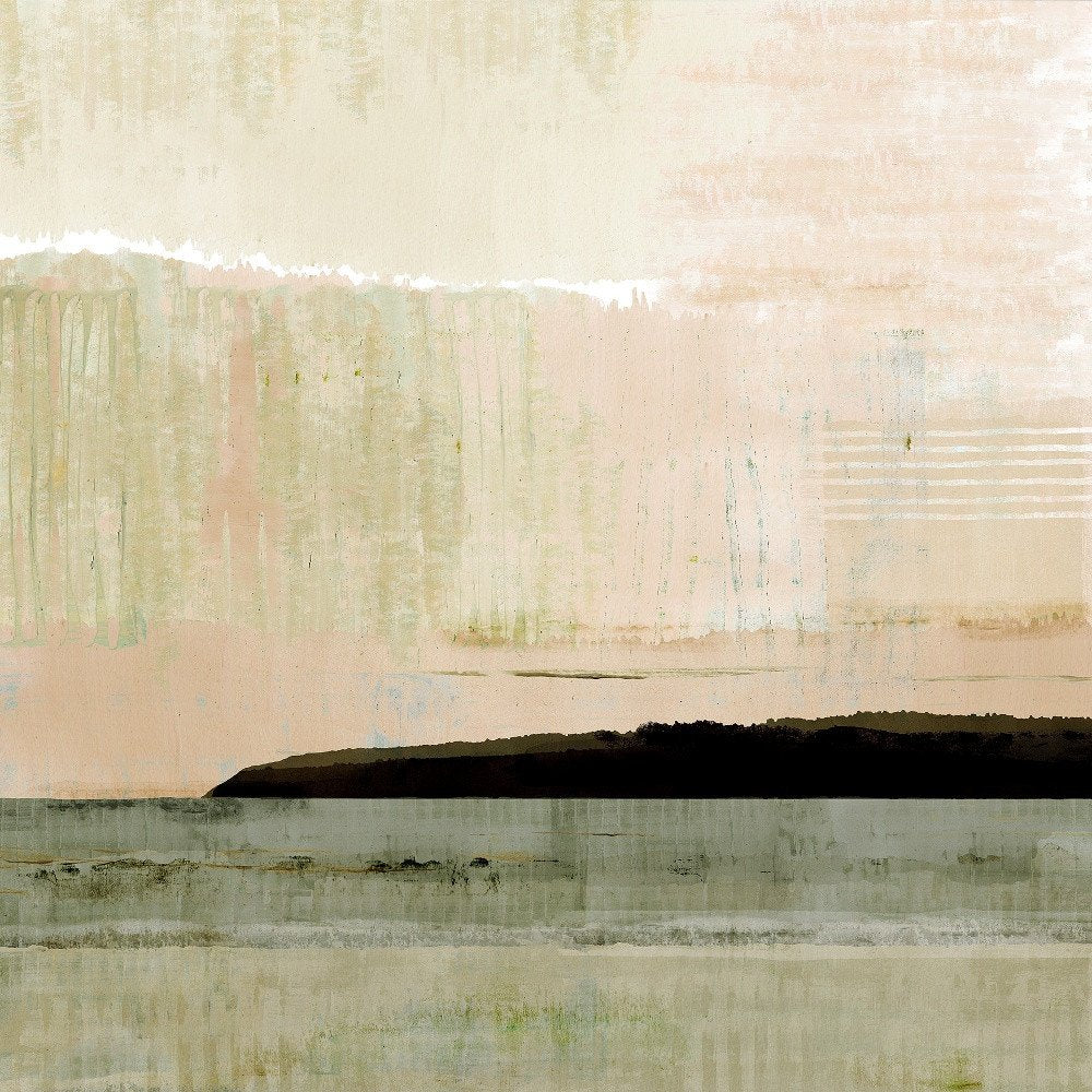 Blush Horizon I Silver Floater Frame Print Wall Art