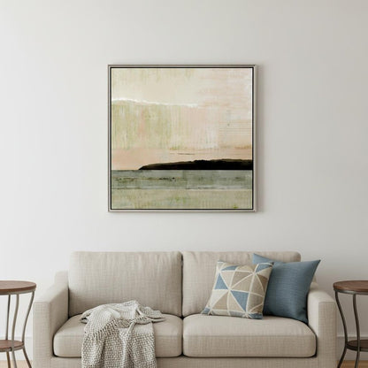 Blush Horizon I Silver Floater Frame Print Wall Art