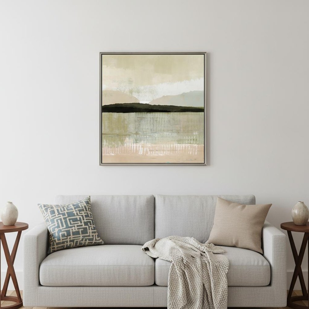 Blush Horizon II Silver Floater Frame Print Wall Art