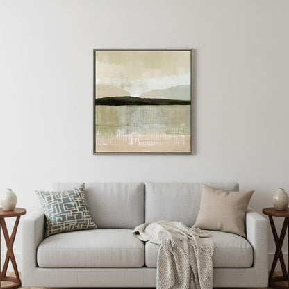 Blush Horizon II Silver Floater Frame Print Wall Art