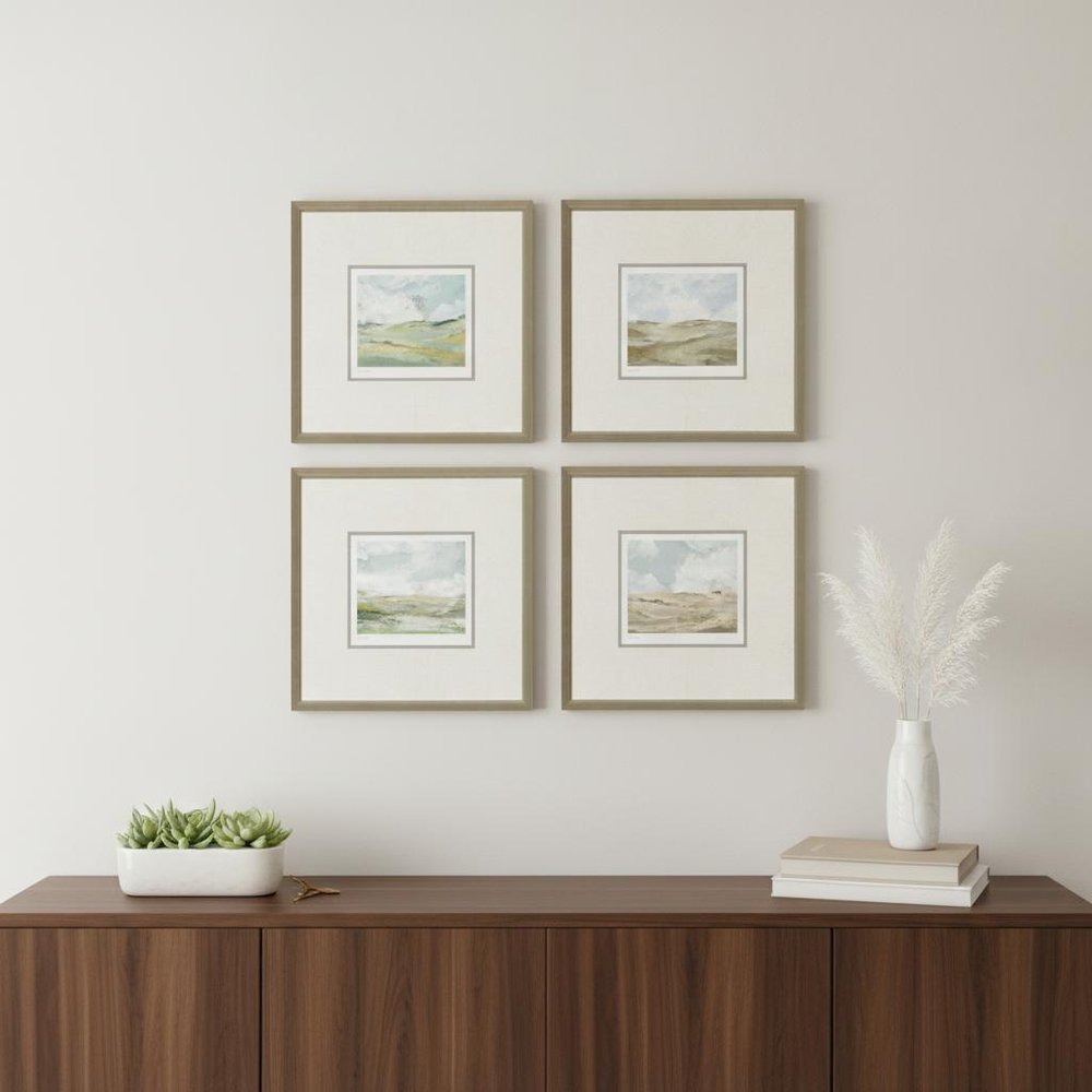 Set Of Four Afternoon Gold Framed Print Wall Art