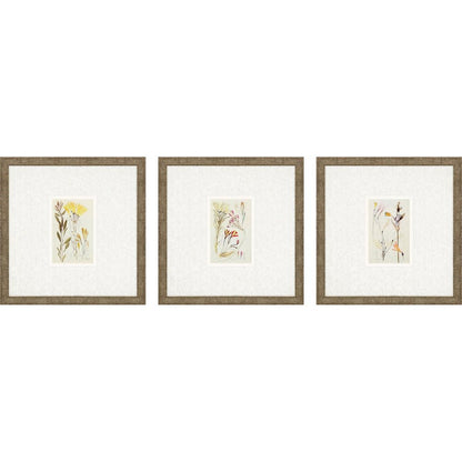Set Of Three Antique Botanical II Gold Framed Print Wall Art
