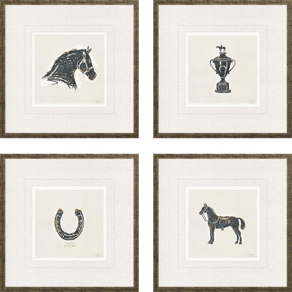 Set Of Four Equestrian Gold Framed Print Wall Art — view 2