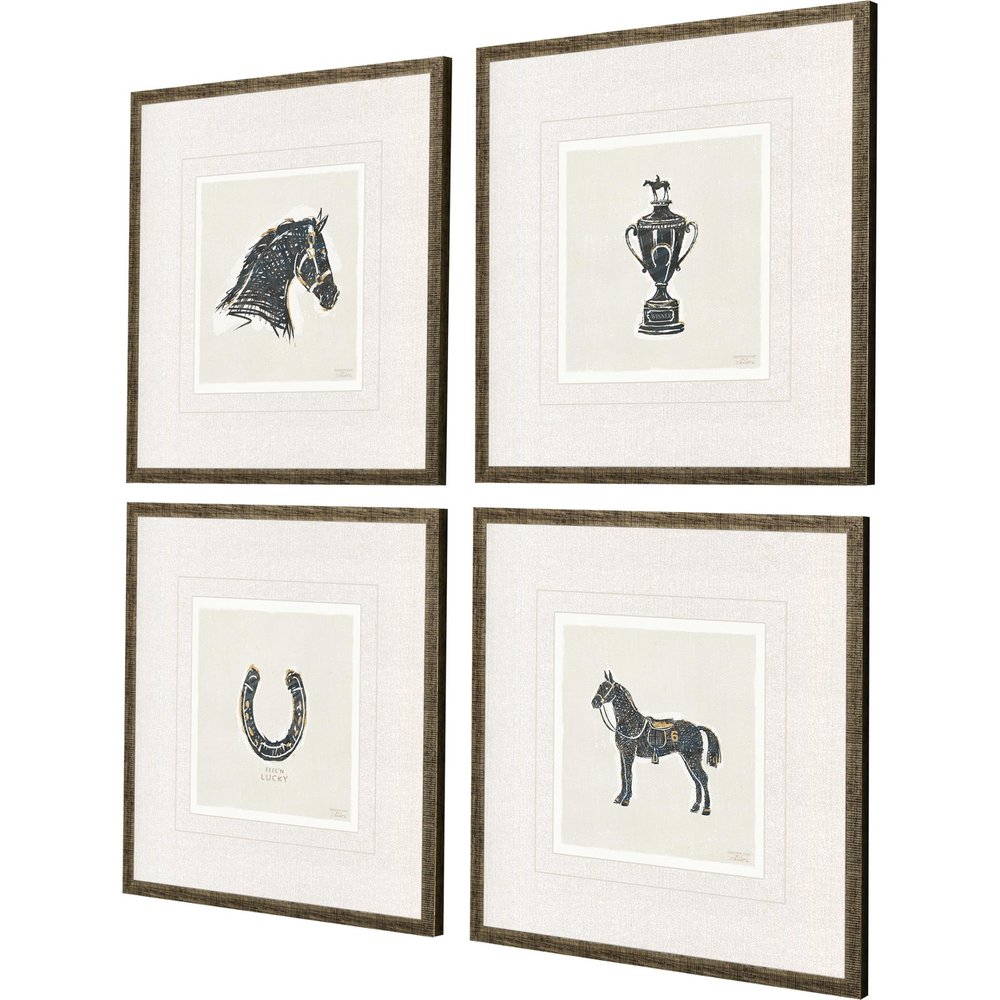 Set Of Four Equestrian Gold Framed Print Wall Art — view 3