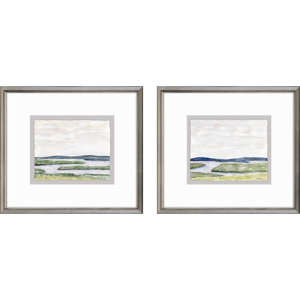 Set Of Two Waterside Marsh Silver Framed Print Wall Art — view 1