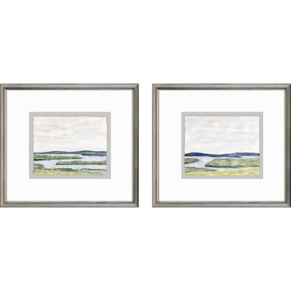 Set Of Two Waterside Marsh Silver Framed Print Wall Art