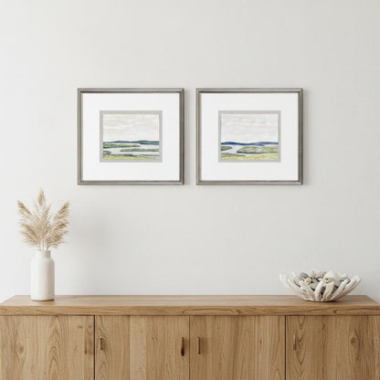 Set Of Two Waterside Marsh Silver Framed Print Wall Art