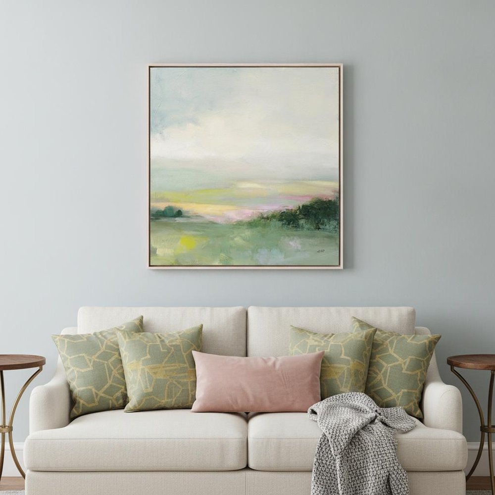 Glowing Valley White Floater Frame Print Wall Art