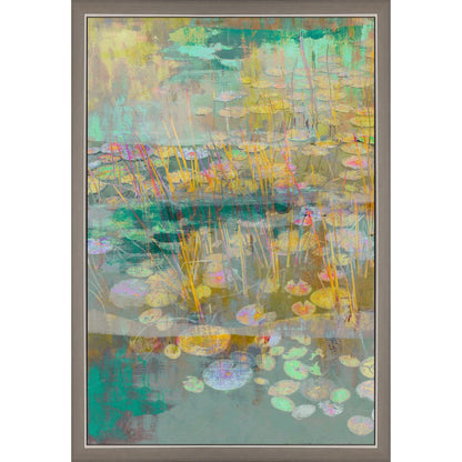 Reeds and Lilies I Silver Framed Print Wall Art
