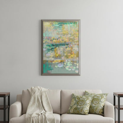 Reeds and Lilies I Silver Framed Print Wall Art