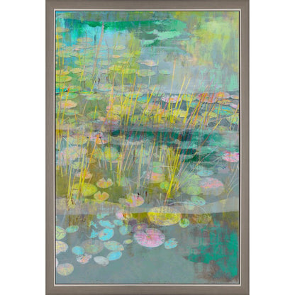 Reeds and Lilies II Silver Framed Print Wall Art