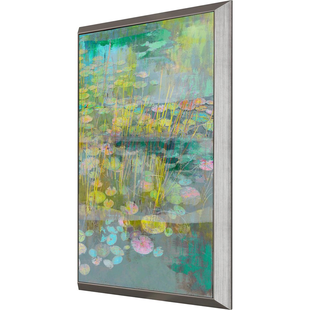Reeds and Lilies II Silver Framed Print Wall Art